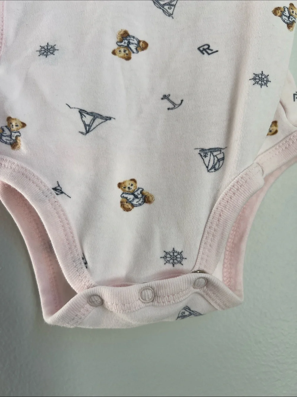 Ralph Lauren | Light Pink Teddy & Nautical Print One-Piece Size 6 Months